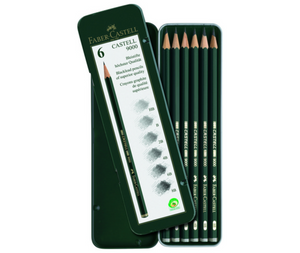 Faber-Castell 9000 Series Graphite Pencil Tin Set of 6